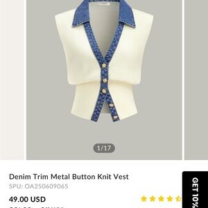 Commense Denim Trim Cream Tank Top